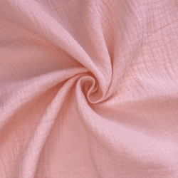 Ткань Муслин Жатый, цвет Нежно-Розовый (на отрез)  в Пскове