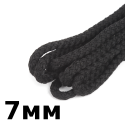 Шнур с сердечником 7мм,  Чёрный (плетено-вязанный, плотный)  в Пскове